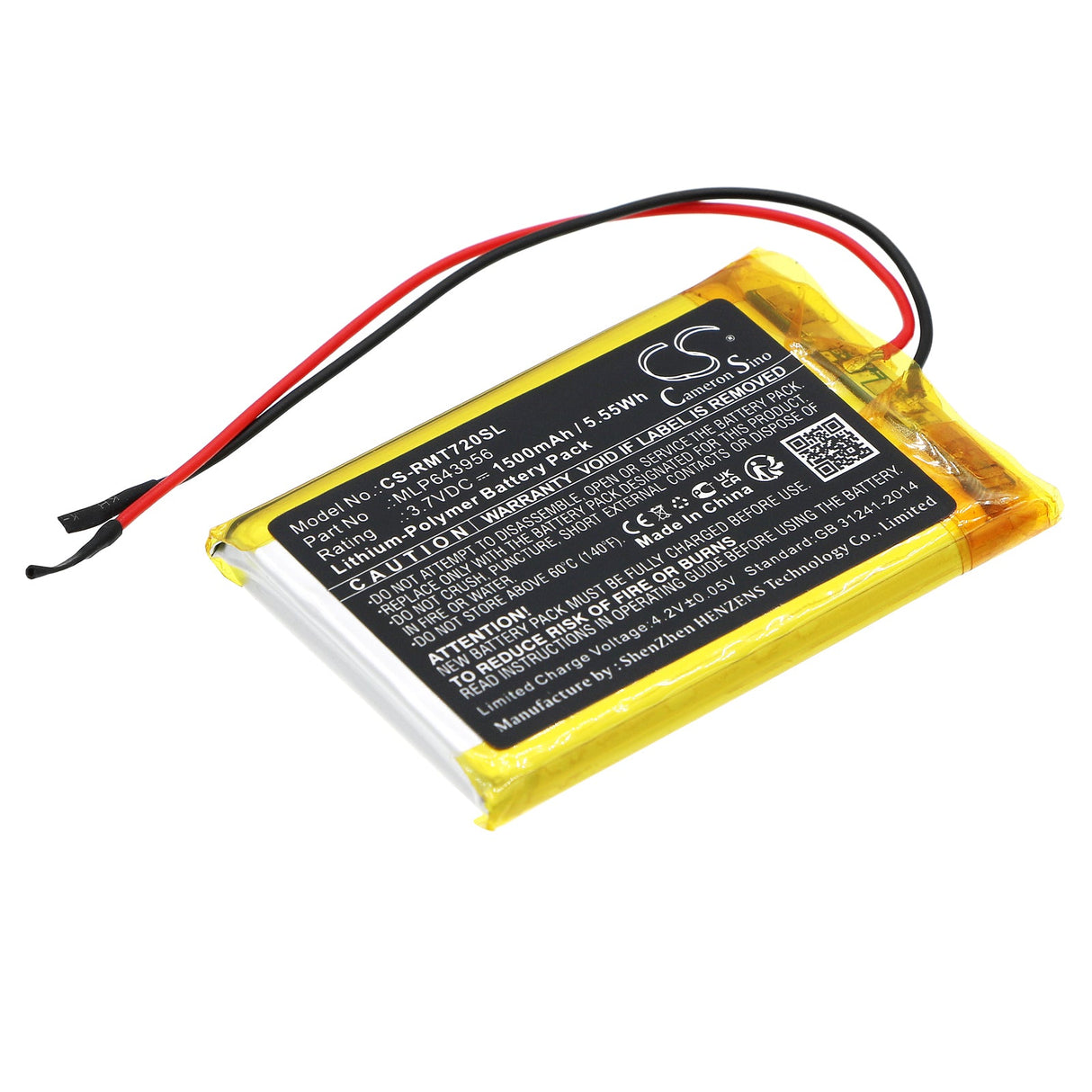 3.7V, Li-Polymer, 1500mAh, batterie GPS compatible avec Rand Mcnally, Mlp643956, Tnd-720, 5.55Wh GPS, Navigator Cameron Sino Technology Limited
