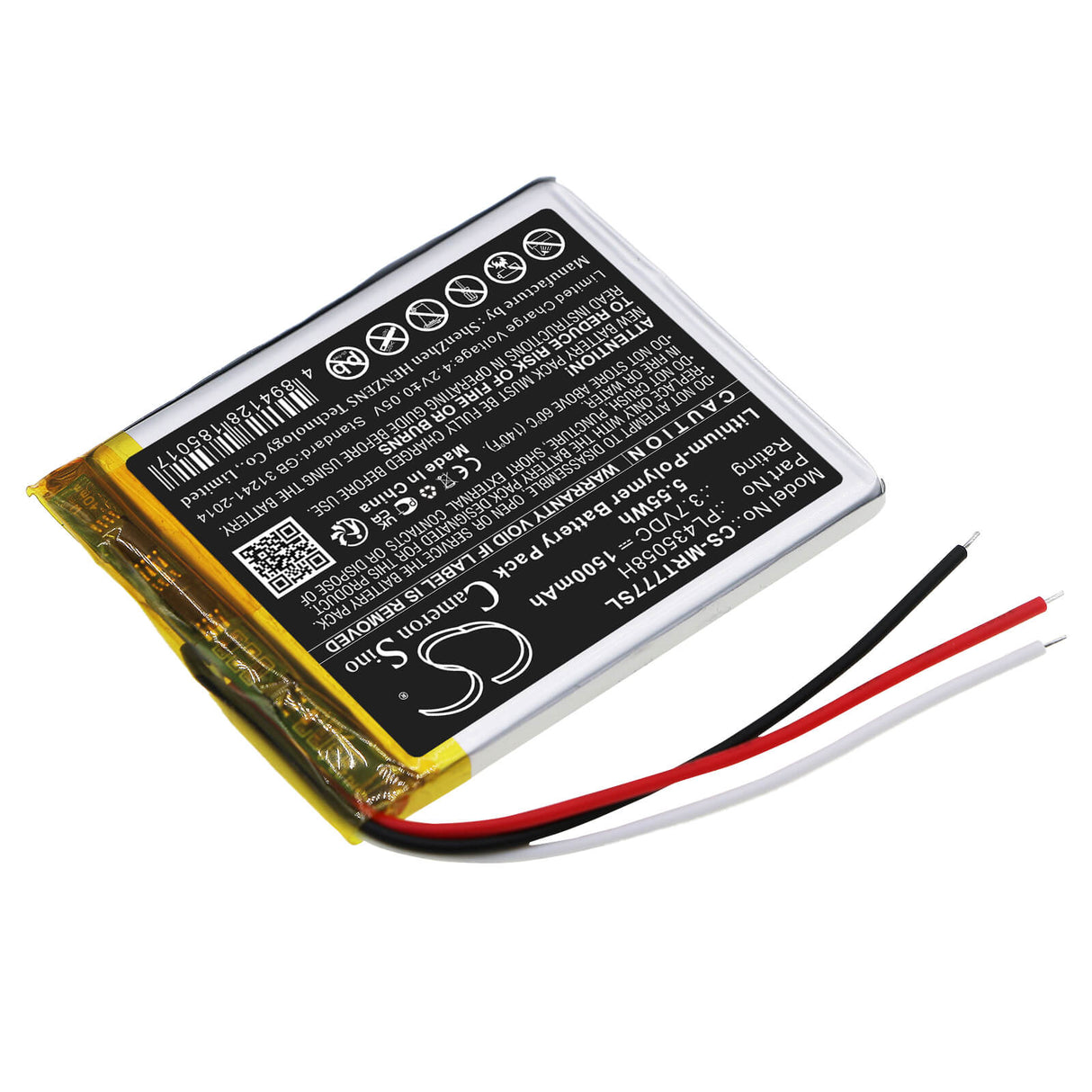 3.7V, Li-Polymer, 1500mAh, Batterie GPS compatible avec Roadmate, Pl435058h, 7771t-lmb, Rm7771t-lmb, 5.55Wh GPS, Navigator Cameron Sino Technology Limited