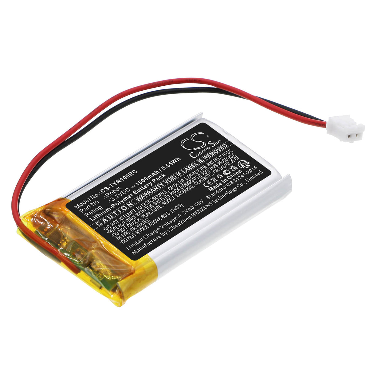 3.7V, Li-Polymer, 1500mAh, Batterie de robot adaptée à Thymio, Robot, 5.55Wh Robot Cameron Sino Technology Limited