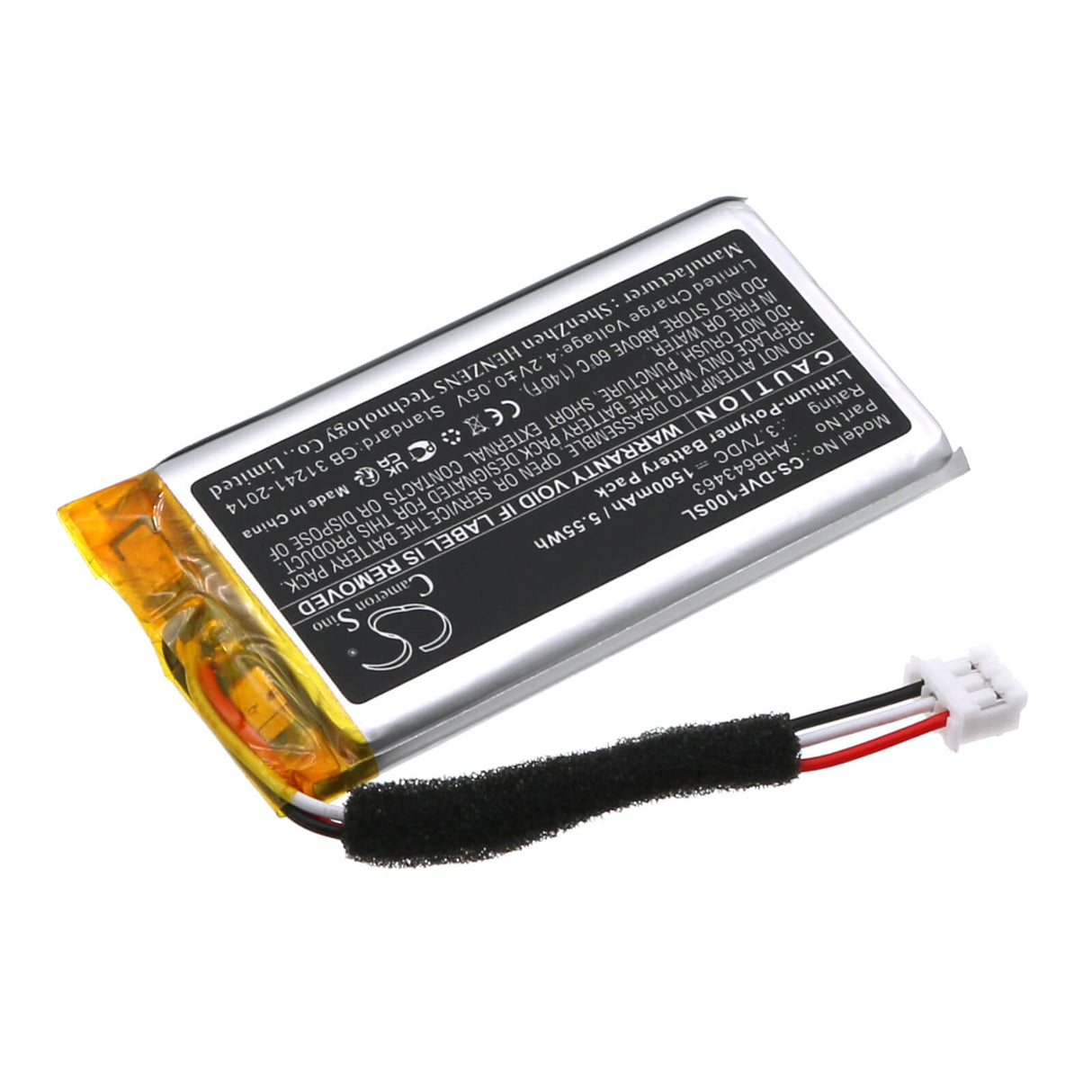 3.7V, Li-Polymer, 1500mAh, Batterie de haut-parleur compatible avec Divoom, Fairy-ok, 5.55Wh Haut-parleur Cameron Sino Technology Limited
