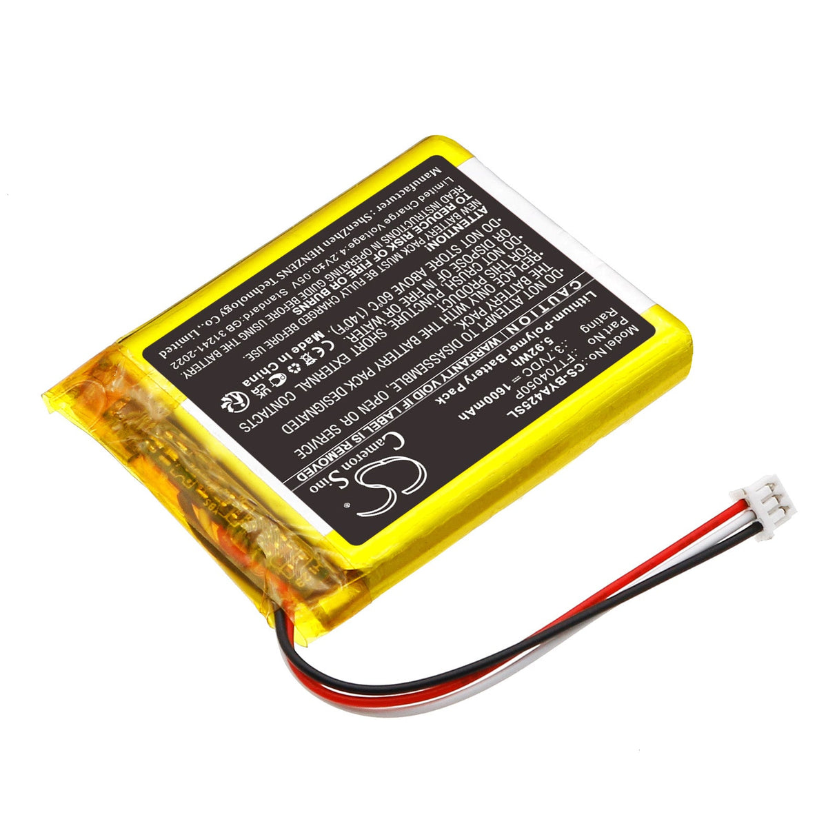 3.7V, Li-Polymer, 1600mAh, Batterie BabyPhone compatible avec Babymoov, A014425, A014431, 5.92Wh BabyPhone Cameron Sino Technology Limited