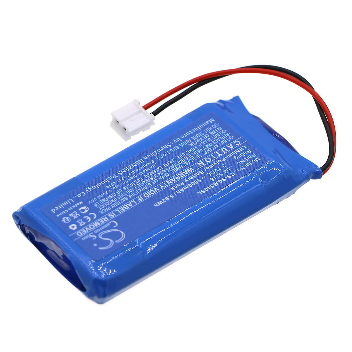 3.7V, Li-Polymer, 1600mAh, Batterie de lampe de poche compatible avec Scangrip, 3.5316, 3.5408, 3.5421, 5.92Wh Lampe de poche Cameron Sino Technology Limited