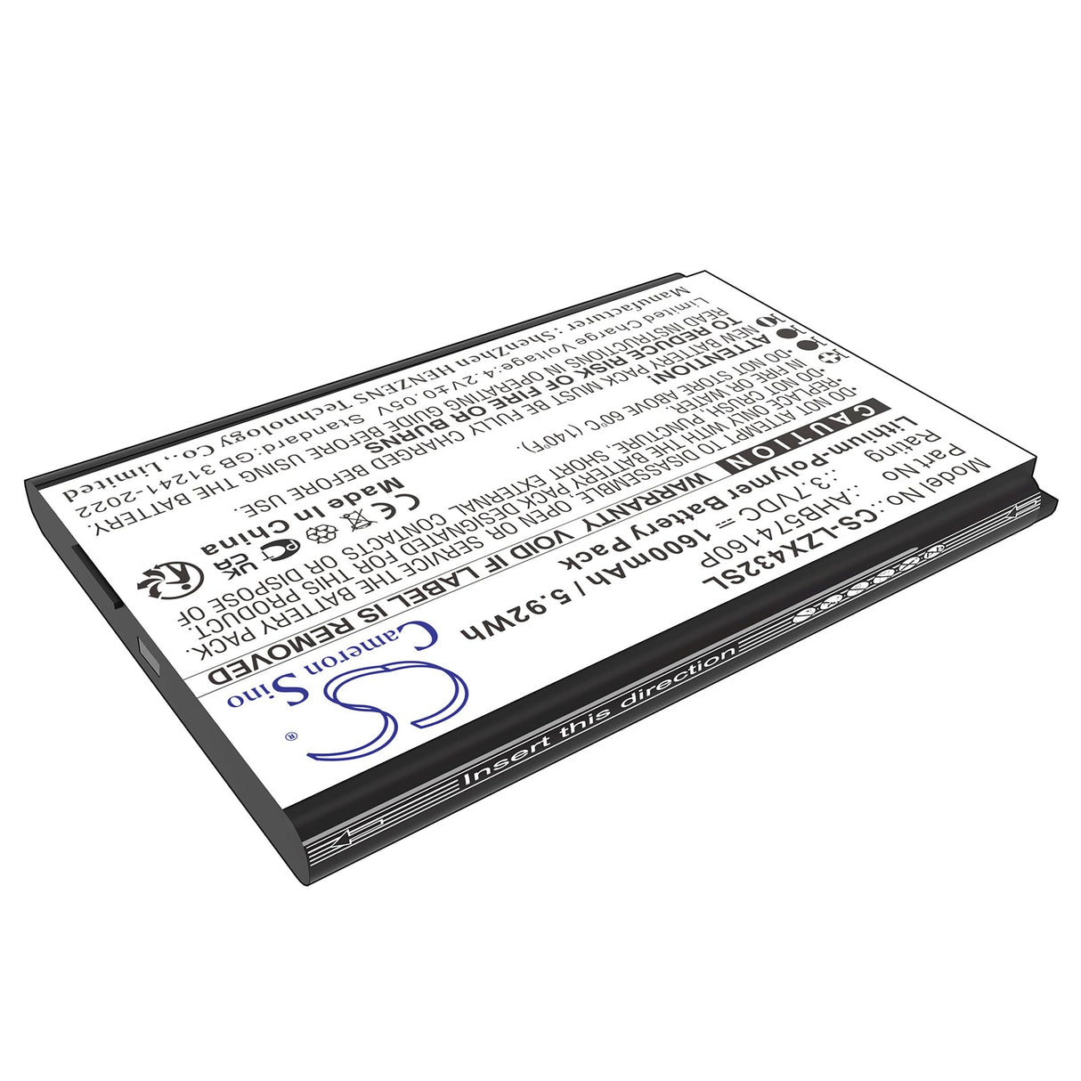 3.7V, Li-Polymère, 1600mAh, batterie de scanner de diagnostic compatible avec Launch, X431, X431 Diagun, 5.92Wh Scanner de diagnostic Cameron Sino Technology Limited
