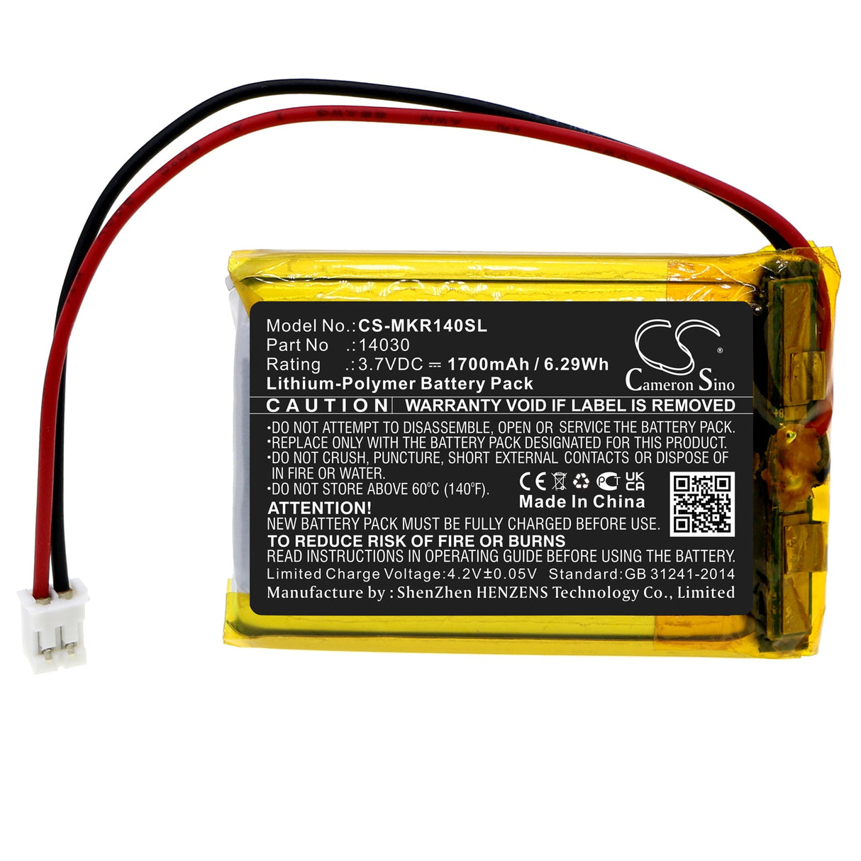 3,7V, Li-Polymère, 1700mAh, batterie pour robots programmables compatible avec Makeblock, Lego, 14030, Arduino Robot, 6,29Wh Robots programmables Cameron Sino Technology Limited