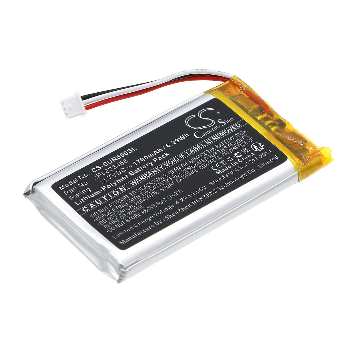 3.7V, Li-Polymer, 1700mAh, Remote Control battery fits Savant, Remote Control 500, Sur-0500, 6.29Wh Remote Control Cameron Sino Technology Limited