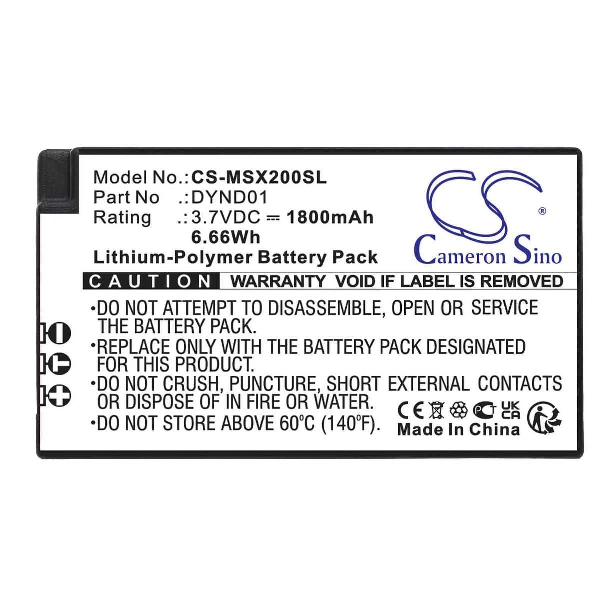 3,7V, Li-Polymer, 1800mAh, batterie de console de jeu compatible avec Microsoft, Dynd01, Xbox Elite Série 2 (modèle 1797, 6,66Wh Console de jeu Cameron Sino Technology Limited