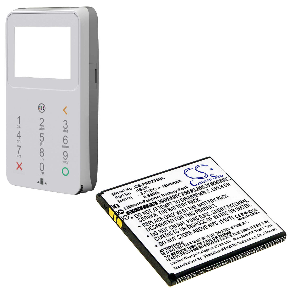 3.7v, Li-polymer, 1800mah, Babyphone / Payment Terminal Battery Fits Pax, D200t, Is275, 6.66wh BabyPhone Cameron Sino Technology Limited