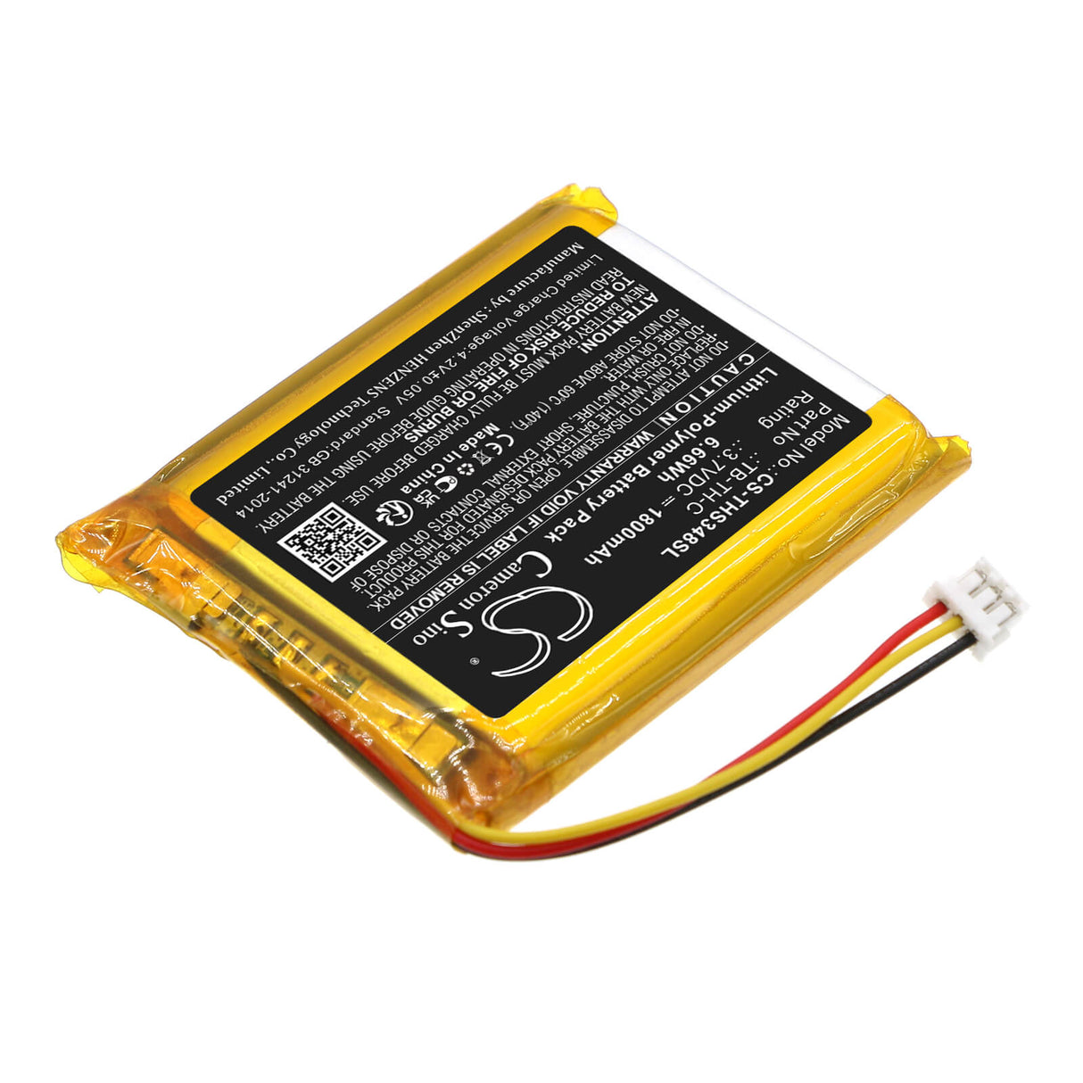 3.7V, Li-Polymer, 1800mAh, Personal Care battery fits Therabody, Tb-th-c, Smart Goggles, 6.66Wh Personal Care Cameron Sino Technology Limited