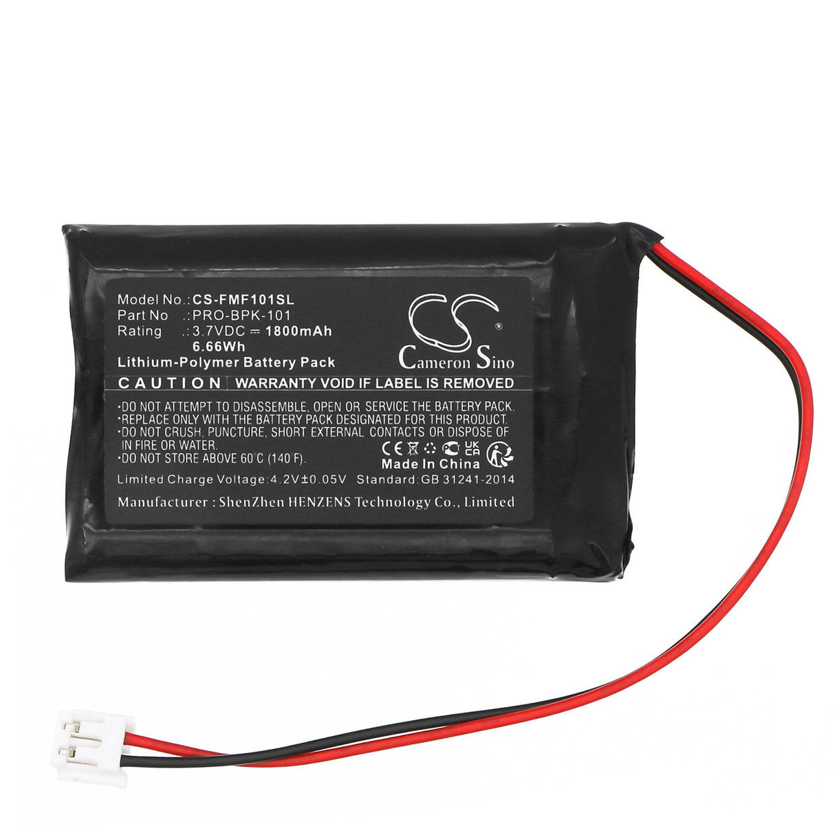 3,7V, Li-Polymère, 1800mAh, Batterie d'accordeur électronique compatible avec Fishman, Fender Acoustasonic, Fluence, 6,66Wh Accordeur électronique Cameron Sino Technology Limited