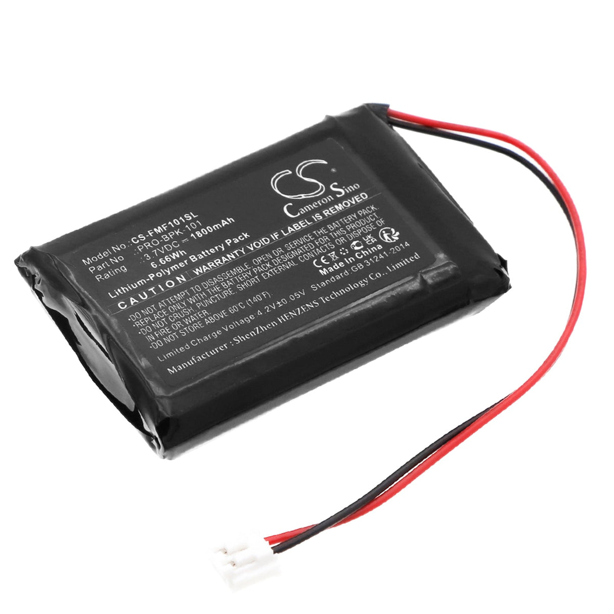 3,7V, Li-Polymère, 1800mAh, Batterie d'accordeur électronique compatible avec Fishman, Fender Acoustasonic, Fluence, 6,66Wh Accordeur électronique Cameron Sino Technology Limited