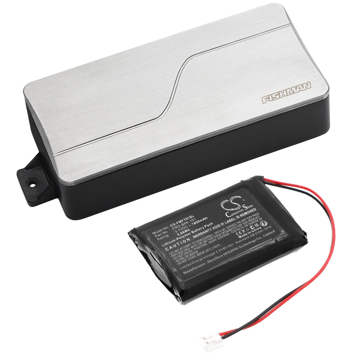 3,7V, Li-Polymère, 1800mAh, Batterie d'accordeur électronique compatible avec Fishman, Fender Acoustasonic, Fluence, 6,66Wh Accordeur électronique Cameron Sino Technology Limited