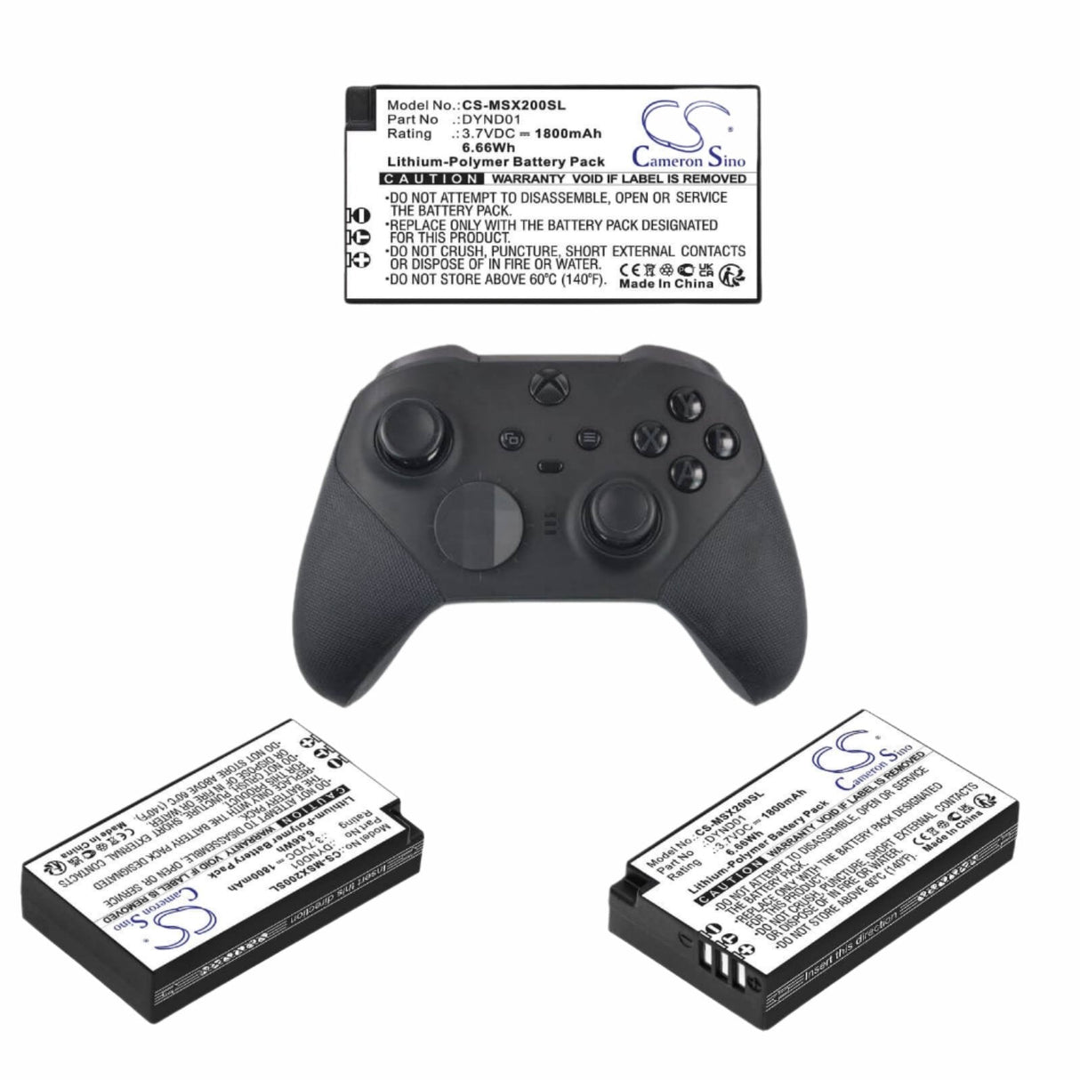 3,7V, Li-Polymer, 1800mAh, batterie de console de jeu compatible avec Microsoft, Dynd01, Xbox Elite Série 2 (modèle 1797, 6,66Wh Console de jeu Cameron Sino Technology Limited