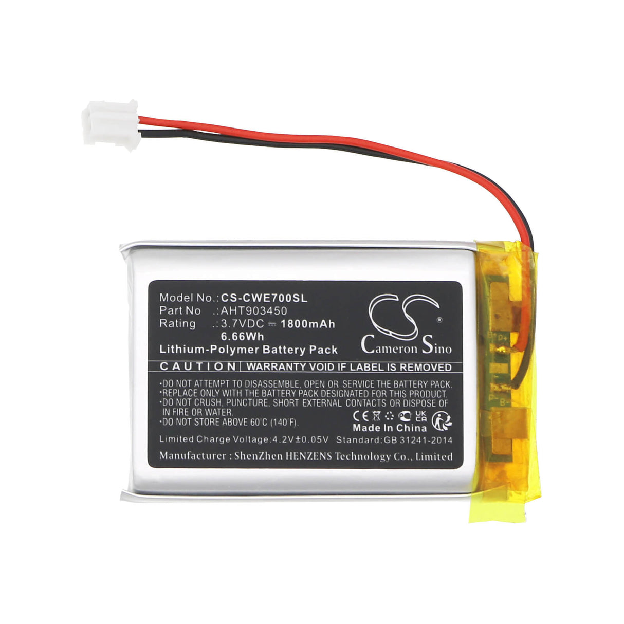 3.7V, Li-Polymer, 1800mAh Headset Battery Fits Cowan & Coinsound, E7, E7 Pro, 6.66Wh Wireless Headset Cameron Sino Technology Limited