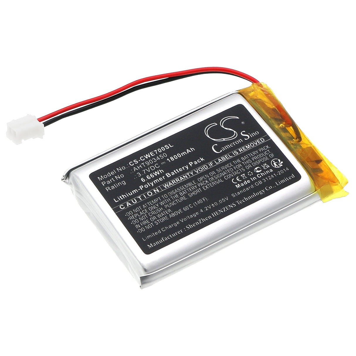 3.7V, Li-Polymer, 1800mAh Headset Battery Fits Cowan & Coinsound, E7, E7 Pro, 6.66Wh Wireless Headset Cameron Sino Technology Limited