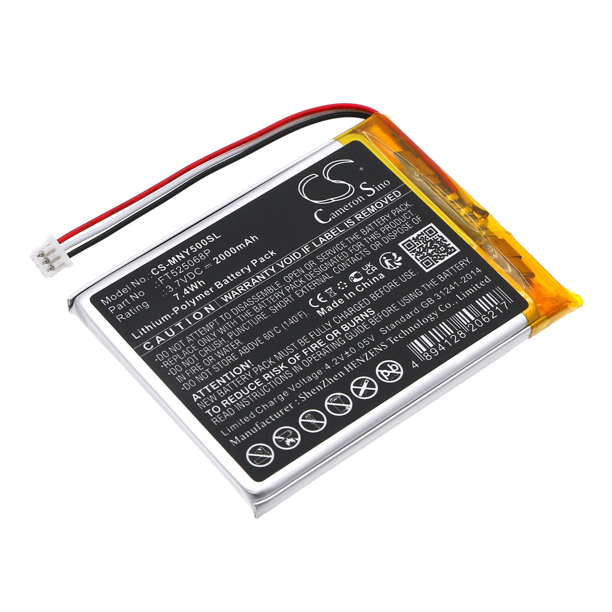 Batterie Babyphone 3,7V, Li-Polymer, 2000mAh Compatible avec Moonybaby, Mb55935-2t, Mb55935bv, 7,4Wh BabyPhone Cameron Sino Technology Limited