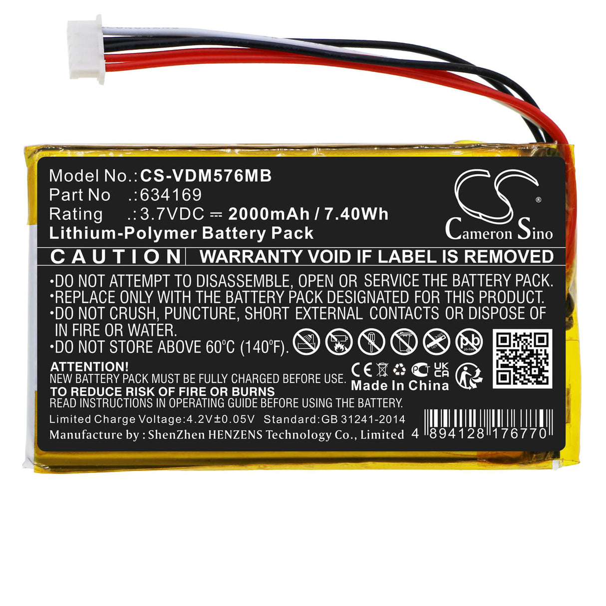 3.7v, Li-polymer, 2000mah, Babyphone Battery Fits Vtech, Rm5764-2hd, Rm5764hd, 7.4wh BabyPhone Cameron Sino Technology Limited