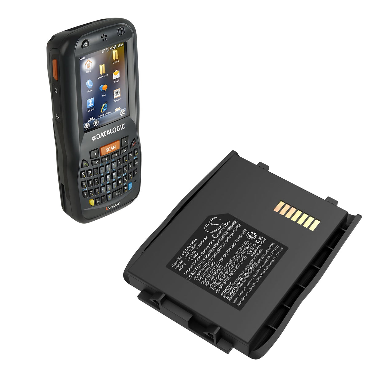 3.7V, Li-Polymer, 2000mAh, Batterie de scanner de code-barres compatible avec Datalogic, 50-btec, Lynx, 7.4Wh Scanner de code-barres Cameron Sino Technology Limited