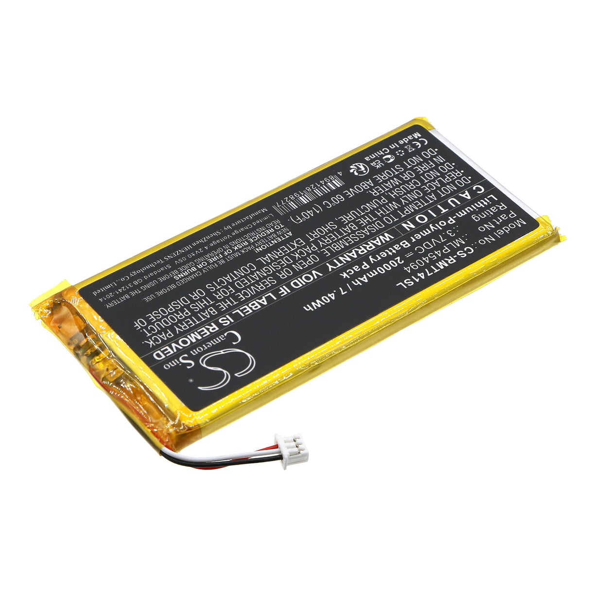 3.7V, Li-Polymer, 2000mAh, batterie GPS compatible avec Rand Mcnally, Mlp454094, Tnd-740c, 7.4Wh GPS, Navigator Cameron Sino Technology Limited