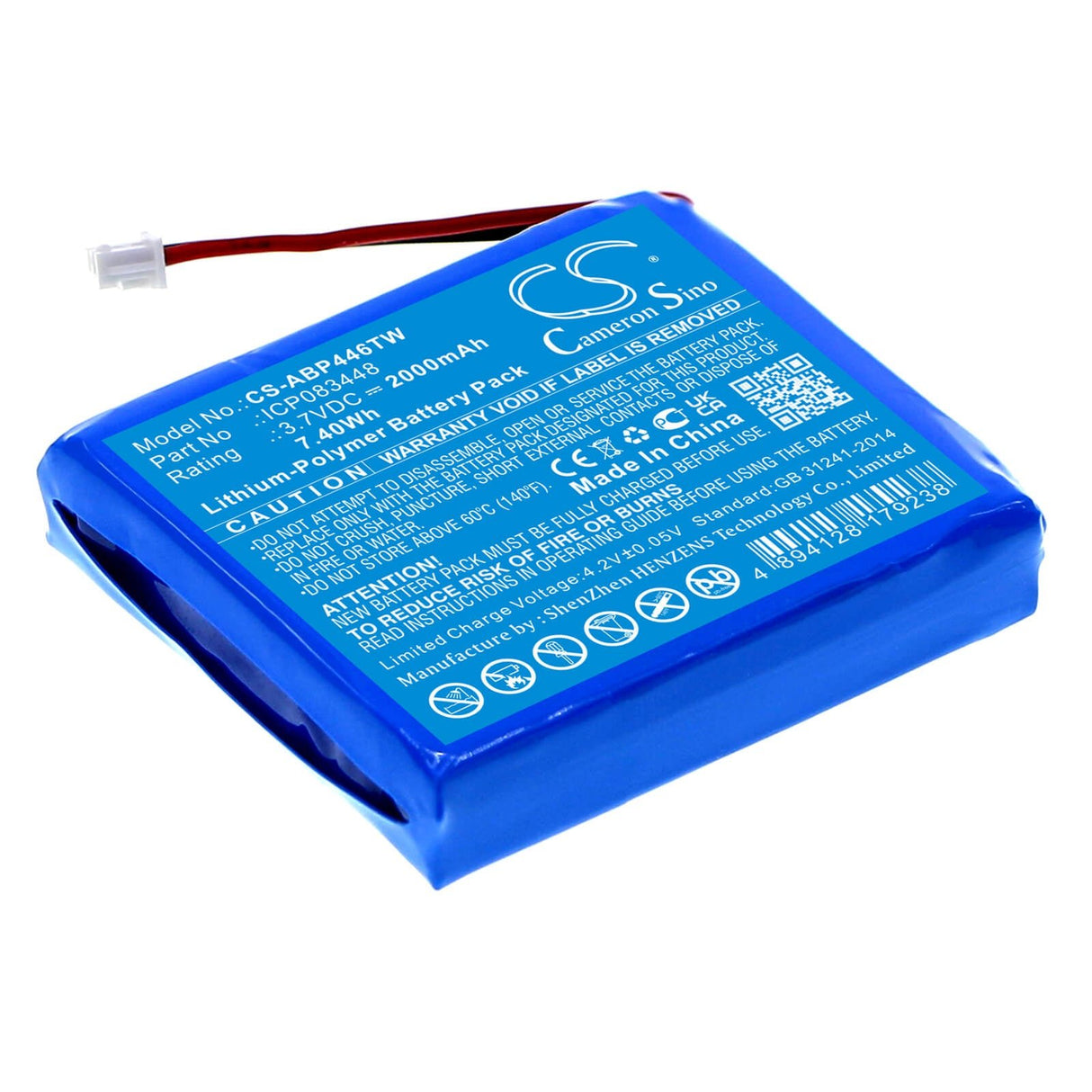 3.7V, Li-Polymer, 2000mAh, Two-Way Radio battery fits Midland, Stabo, Icp083448, Bambini Babysitter, Tectalk Float, 7.4Wh Two-Way Radio Cameron Sino Technology Limited