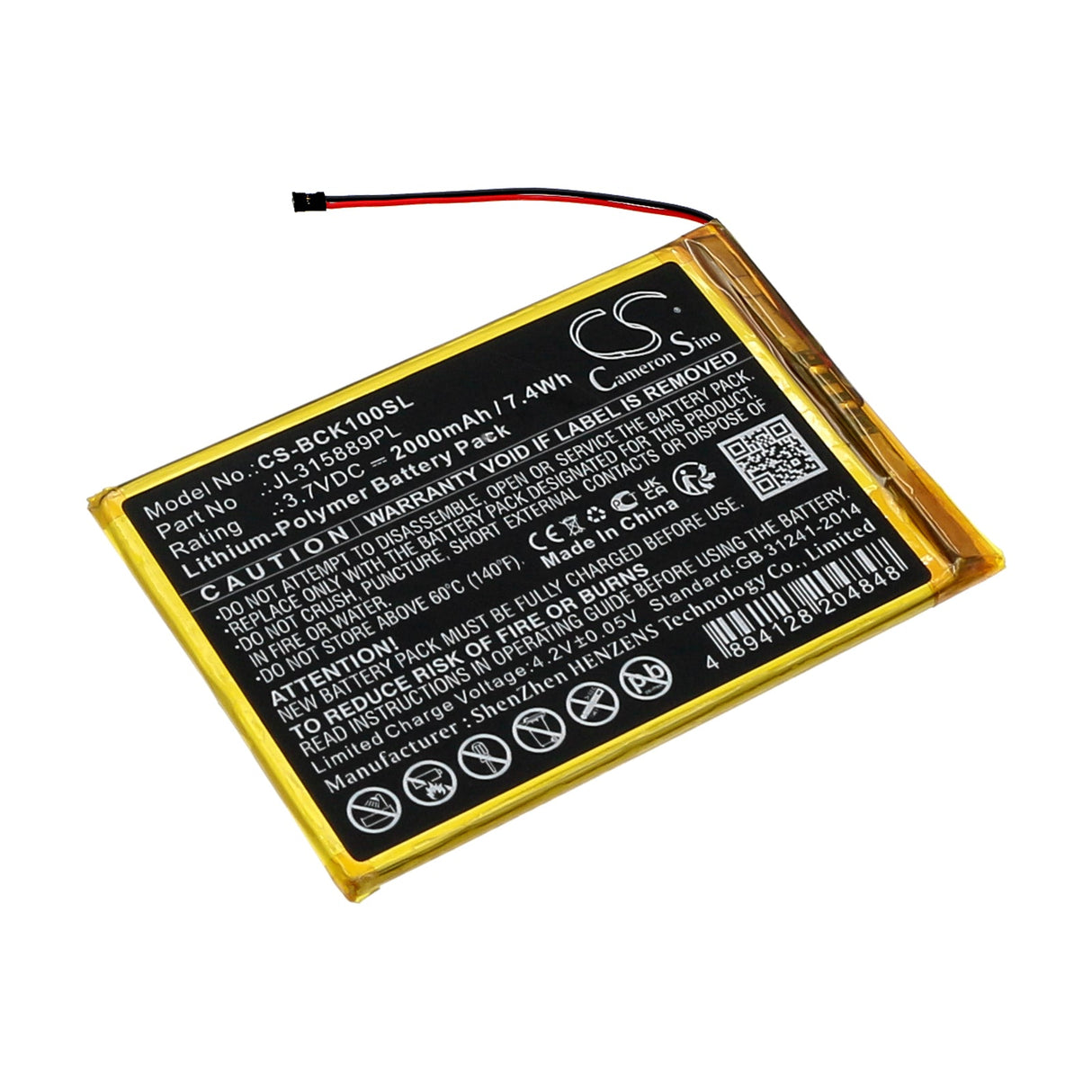 3.7v, Li-polymer, 2000mah, E-Book Reader battery Fits Bookeen Cybft1f-bk, Cybook Muse Hd, 7.4wh E-book, E-reader Cameron Sino Technology Limited