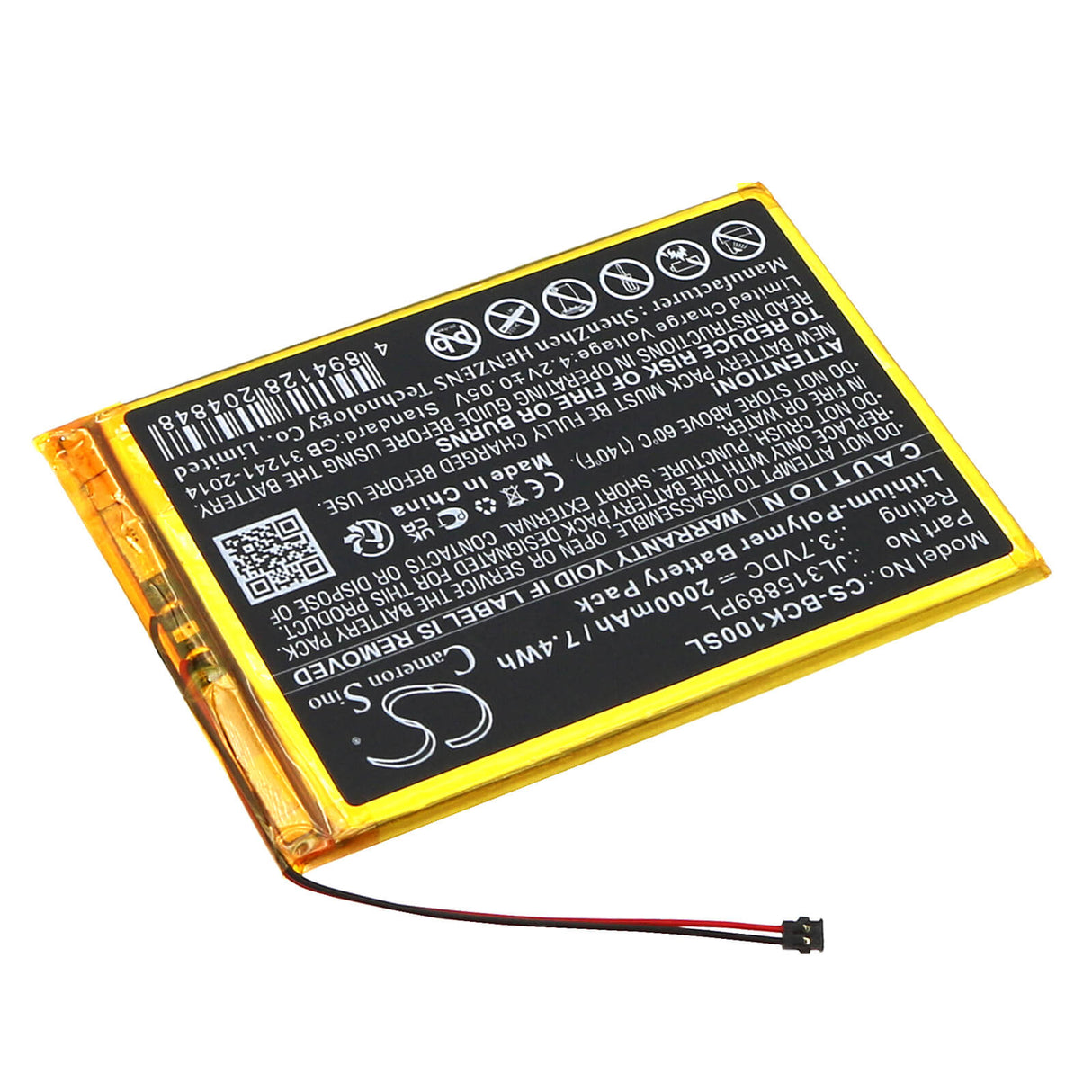3.7v, Li-polymer, 2000mah, E-Book Reader battery Fits Bookeen Cybft1f-bk, Cybook Muse Hd, 7.4wh E-book, E-reader Cameron Sino Technology Limited