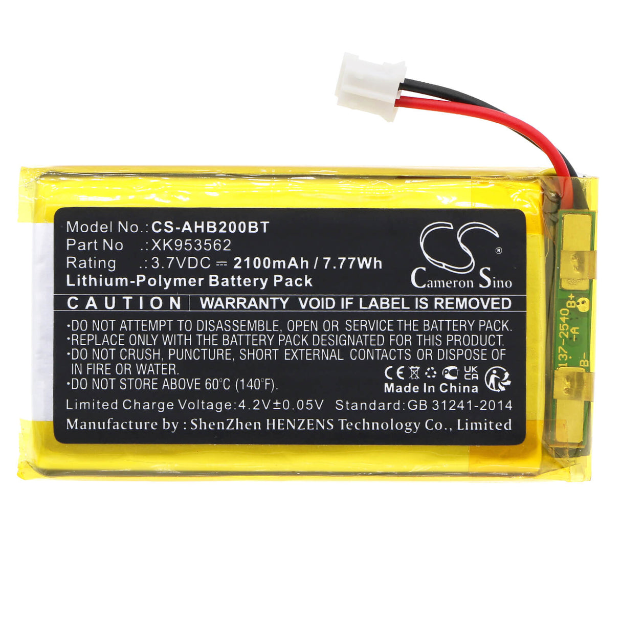 3.7v, Li-polymer, 2100mah, Alarm Battery Fits Ajax, Aj-hub2plus-w/b, Aj-hub2-w/b, 7.77wh Alarm System Cameron Sino Technology Limited