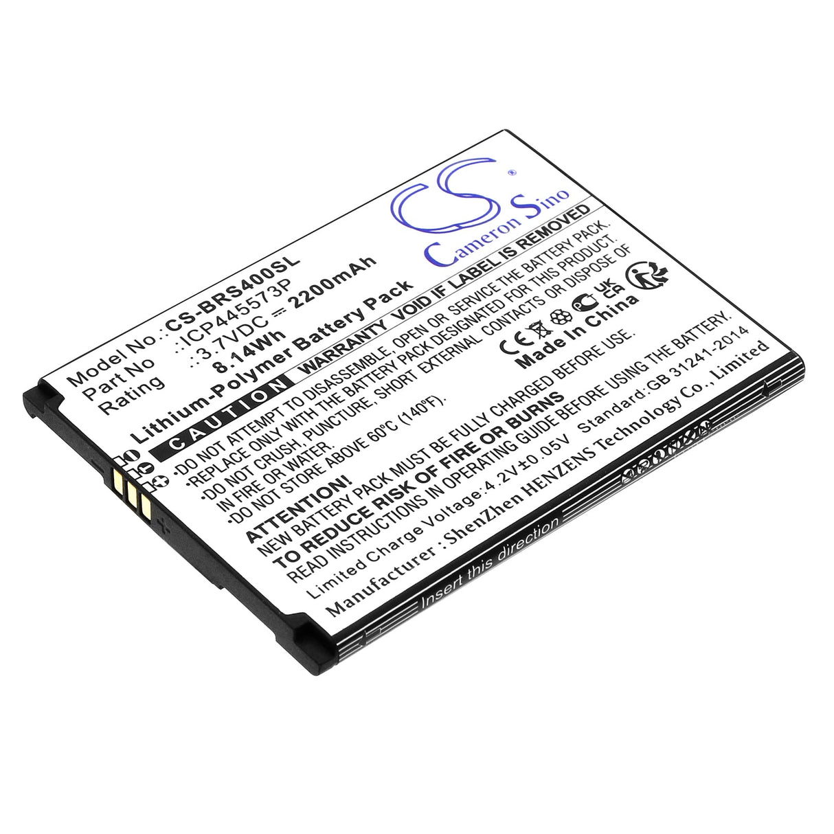 3,7V, Li-Polymer, 2200mAh, batterie de smartphone compatible avec Brondi, Icp445573p, Smartphone 4g, 8,14Wh Mobile, SmartPhone Cameron Sino Technology Limited (Smartphone)
