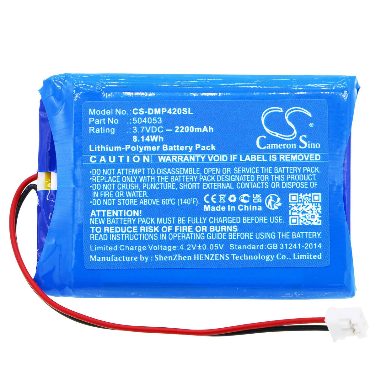 3,7V, Li-Polymer, 2200mAh, Batterie d'équipement compatible avec Drager, 2450-3004, MSI FG4200, Msi Pg4000, 8.14Wh Équipement, Enquête, Test Cameron Sino Technology Limited