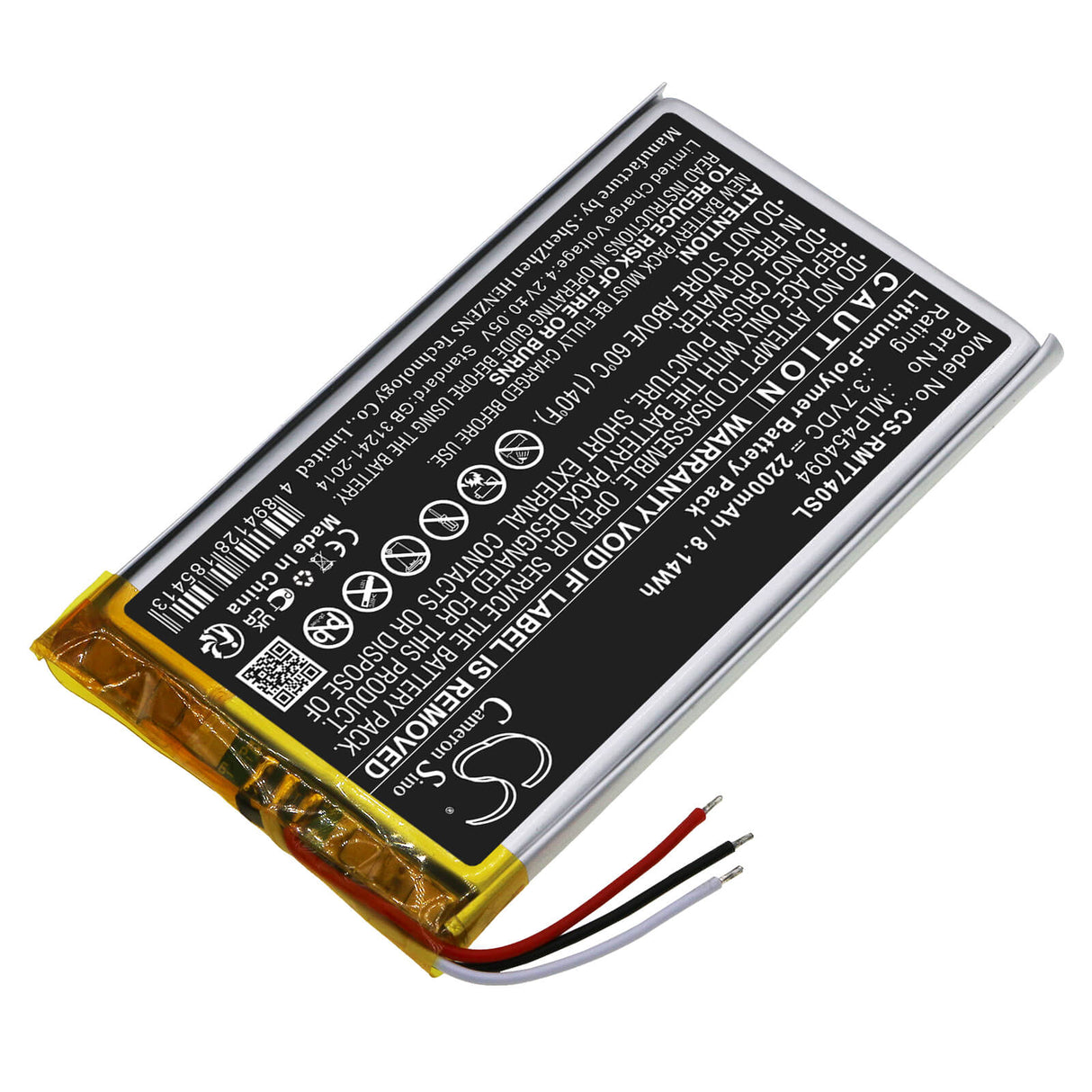 3,7 V, Li-Polymère, 2200 mAh, batterie GPS compatible avec Rand Mcnally, Mlp454094, Tnd-740, 8,14 Wh GPS, Navigator Cameron Sino Technology Limited