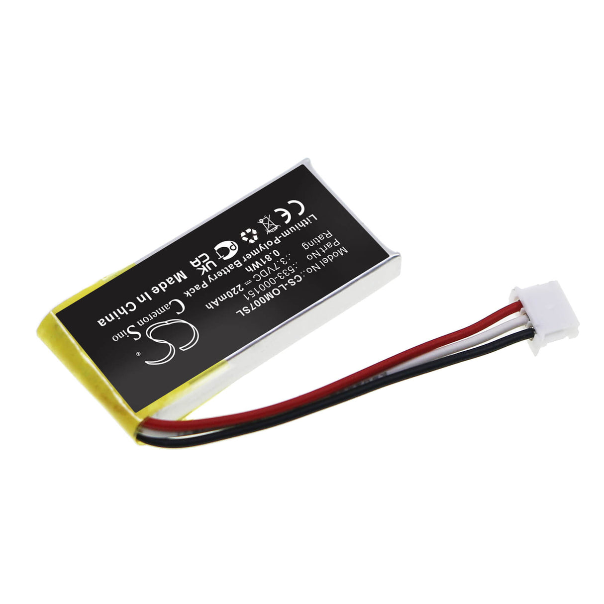 3.7V, Li-Polymer, 220mAh, Keyboard,Mouse battery fits Logitech, 533-000151, G Pro, G Pro Wireless, 0.81Wh Keyboard,Mouse Cameron Sino Technology Limited