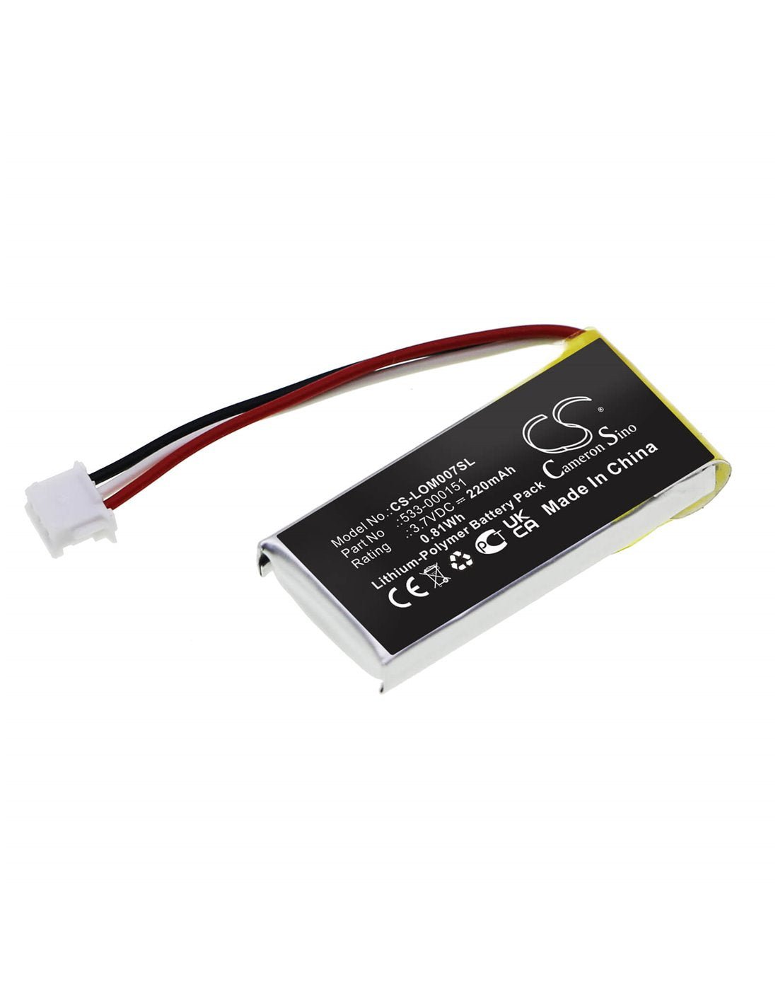 3.7V, Li-Polymer, 220mAh, Keyboard,Mouse battery fits Logitech, 533-000151, G Pro, G Pro Wireless, 0.81Wh Keyboard,Mouse Cameron Sino Technology Limited