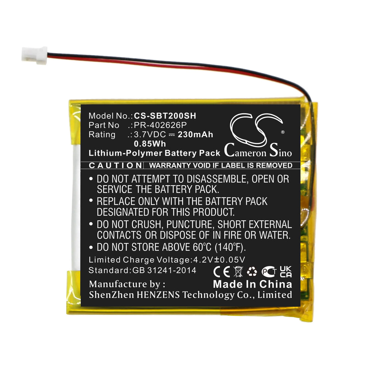 3.7V, Li-Polymer, 230mAh, Smartwatch battery fits Suunto, Pr-352828, Spartan Trainer, Spartan Trainer Wrist Heart Ra, 0.85Wh Smartwatch Cameron Sino Technology Limited