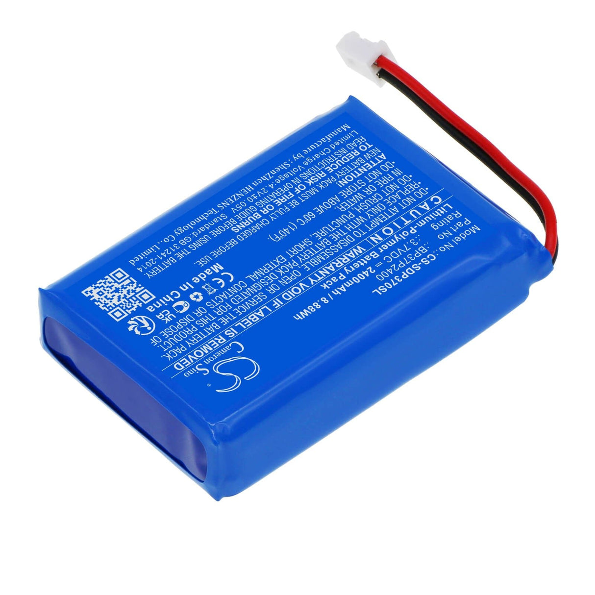 3,7V, Li-Polymer, 2400mAh, batterie pour collier de chien compatible avec Dogtra, Bp37p2400, Grain Valley Special Edition O, Pathfinder, 8,88Wh Collier de chien Cameron Sino Technology Limited