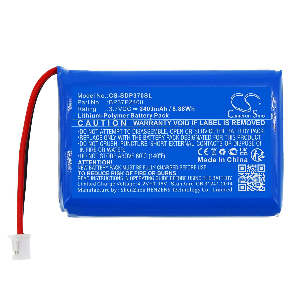 3,7V, Li-Polymer, 2400mAh, batterie pour collier de chien compatible avec Dogtra, Bp37p2400, Grain Valley Special Edition O, Pathfinder, 8,88Wh Collier de chien Cameron Sino Technology Limited