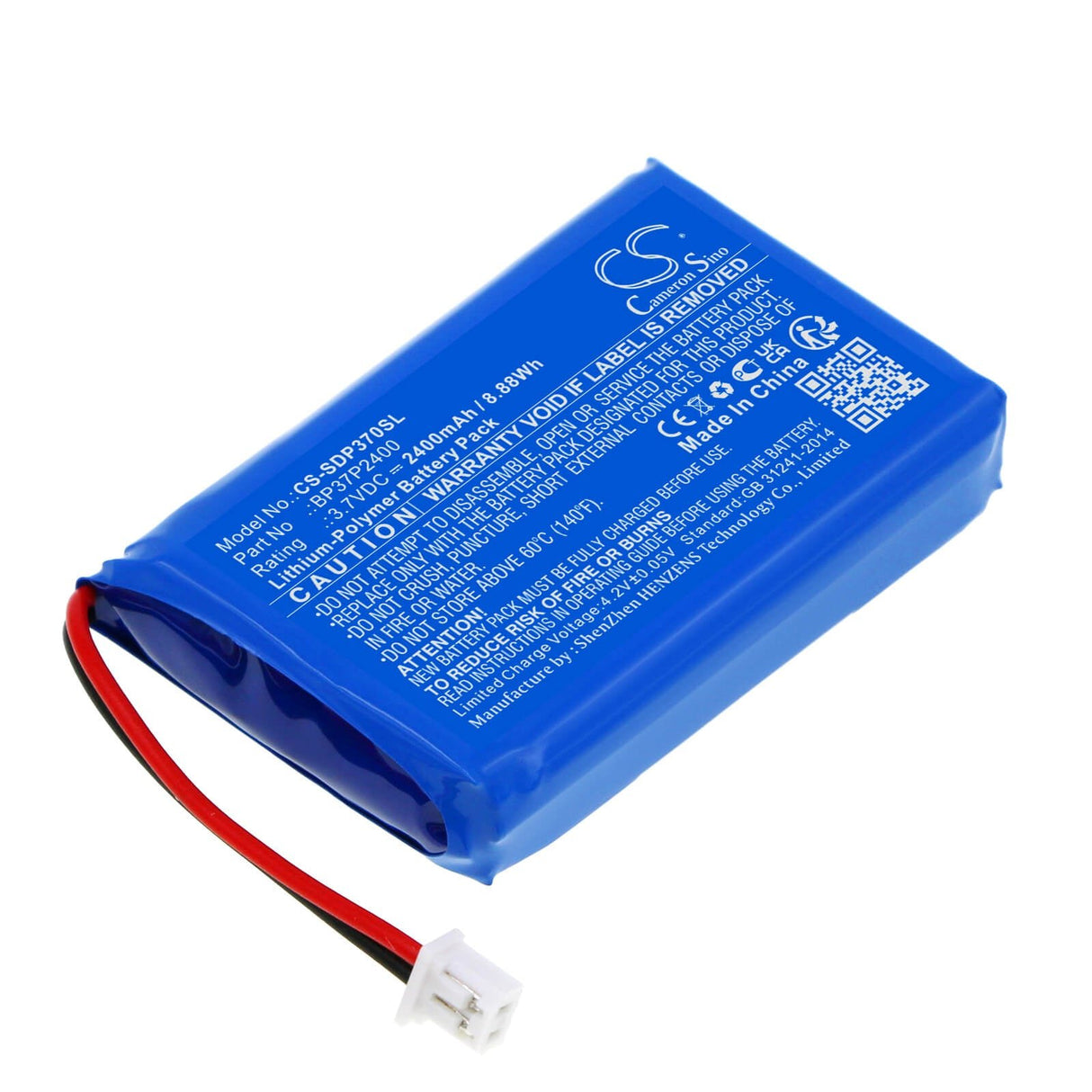 3,7V, Li-Polymer, 2400mAh, batterie pour collier de chien compatible avec Dogtra, Bp37p2400, Grain Valley Special Edition O, Pathfinder, 8,88Wh Collier de chien Cameron Sino Technology Limited