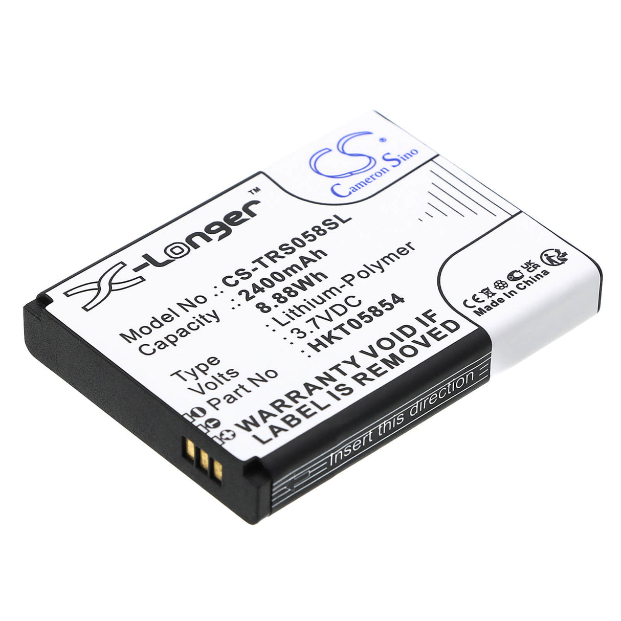 3,7V, Li-Polymer, 2400mAh, batterie de téléphone satellite compatible avec Thuraya, Hkt05854, Satsleeve, Satsleeve Hotspot, 8,88Wh Téléphone satellite Cameron Sino Technology Limited