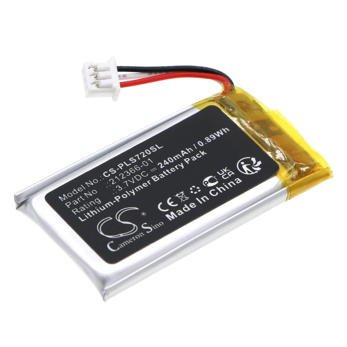 3.7V, Li-Polymer, 240mAh, Headset battery fits Poly, Plantronics, 212366-01, Savi 7200 Office, Savi 7210 Office, 0.89Wh Wireless Headset Cameron Sino Technology Limited