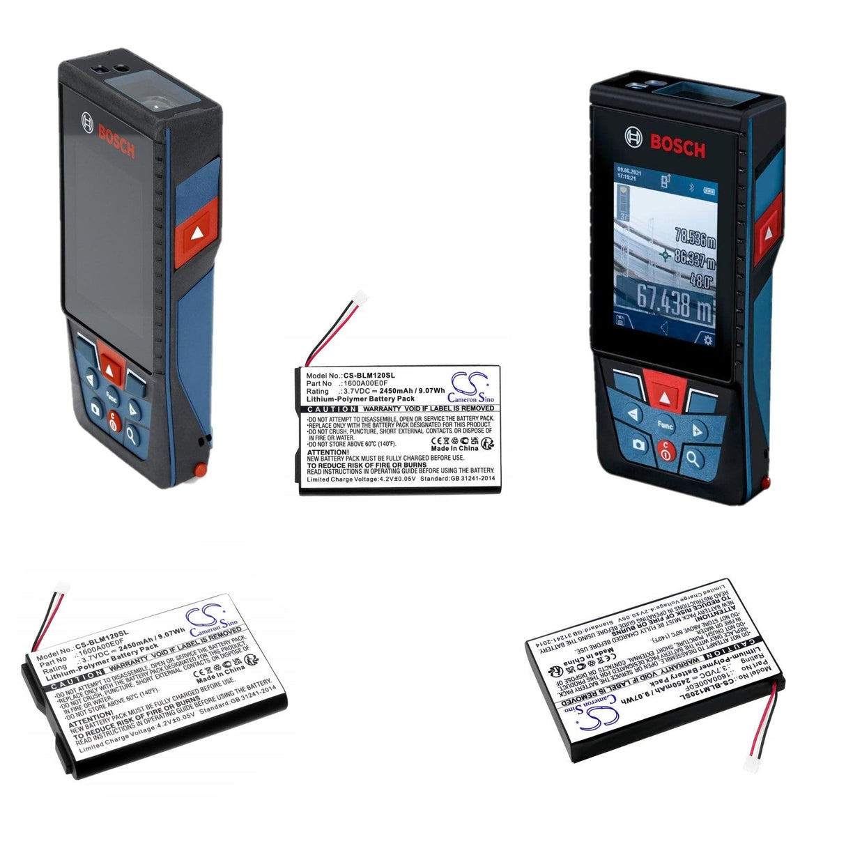 3.7V, Li-Polymer, 2450mAh distance measuring tool battery fits Bosch, Glm120c, Glm150-27c, 9.07Wh Equipment, Survey, Test Cameron Sino Technology Limited