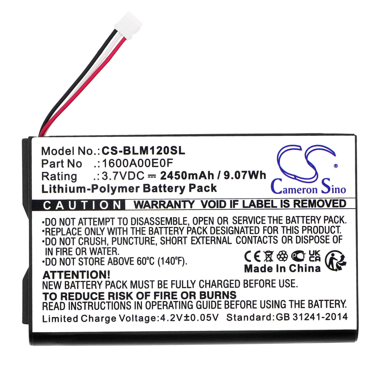 3.7V, Li-Polymer, 2450mAh distance measuring tool battery fits Bosch, Glm120c, Glm150-27c, 9.07Wh Equipment, Survey, Test Cameron Sino Technology Limited