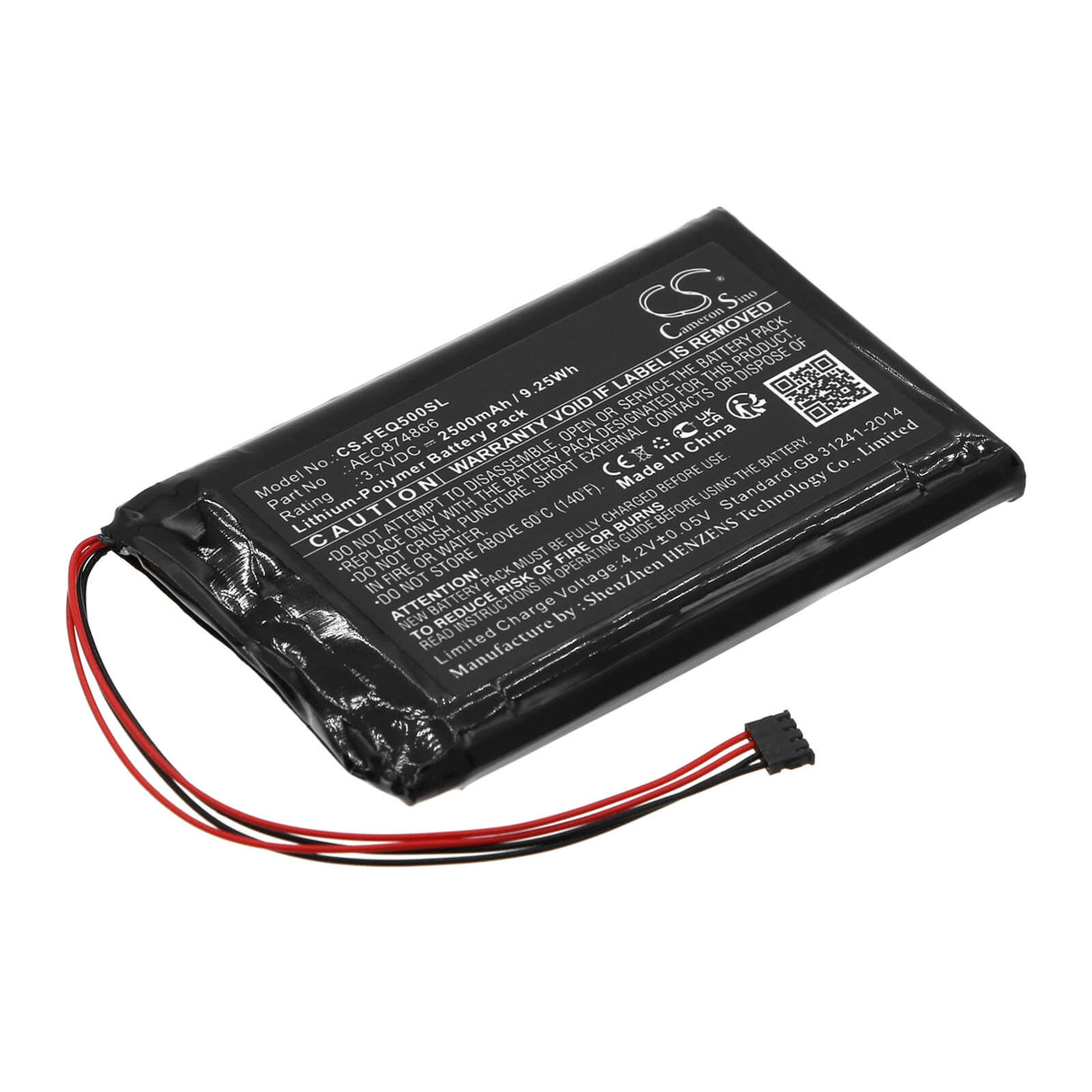 3.7v, Li-polymère, 2500mah, Batterie amplificateur compatible Fiio, Q5, 9.25wh Amplificateur Cameron Sino Technology Limited