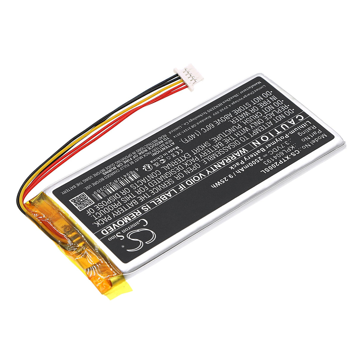 3.7V, Li-Polymer, 2500mAh, Batterie de scanner de diagnostic compatible avec Xtool, Ps65, Ps70, 9.25Wh Scanner de diagnostic Cameron Sino Technology Limited