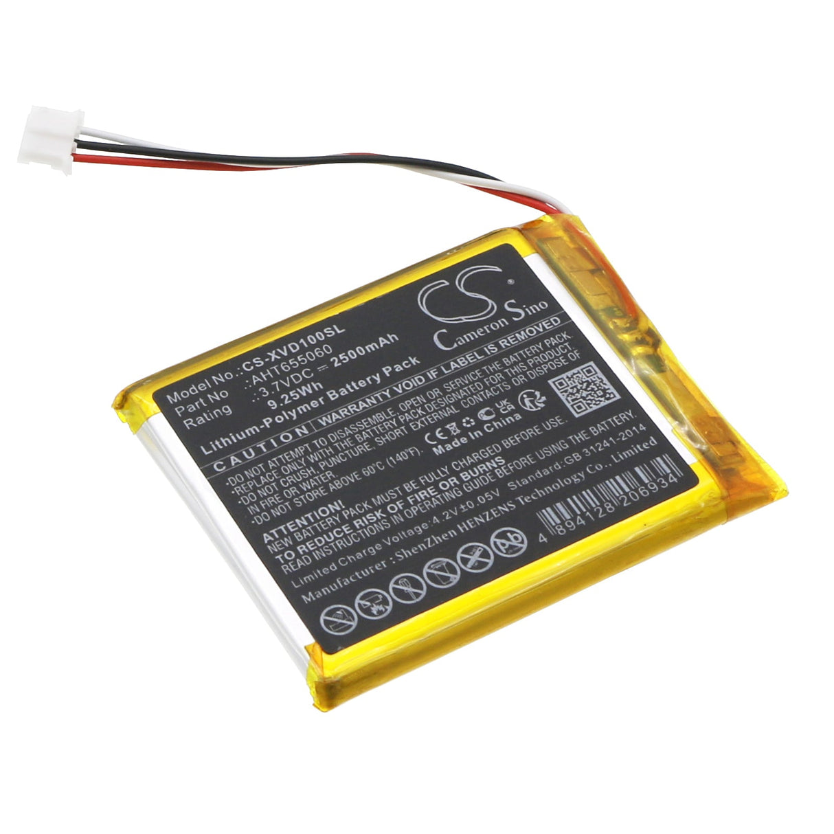 3.7V, Li-Polymer, 2500mAh Diagnostic Scanner Battery fits Xhorse, Vvdi Key Tool Max Programming, 9.25Wh Diagnostic Scanner Cameron Sino Technology Limited
