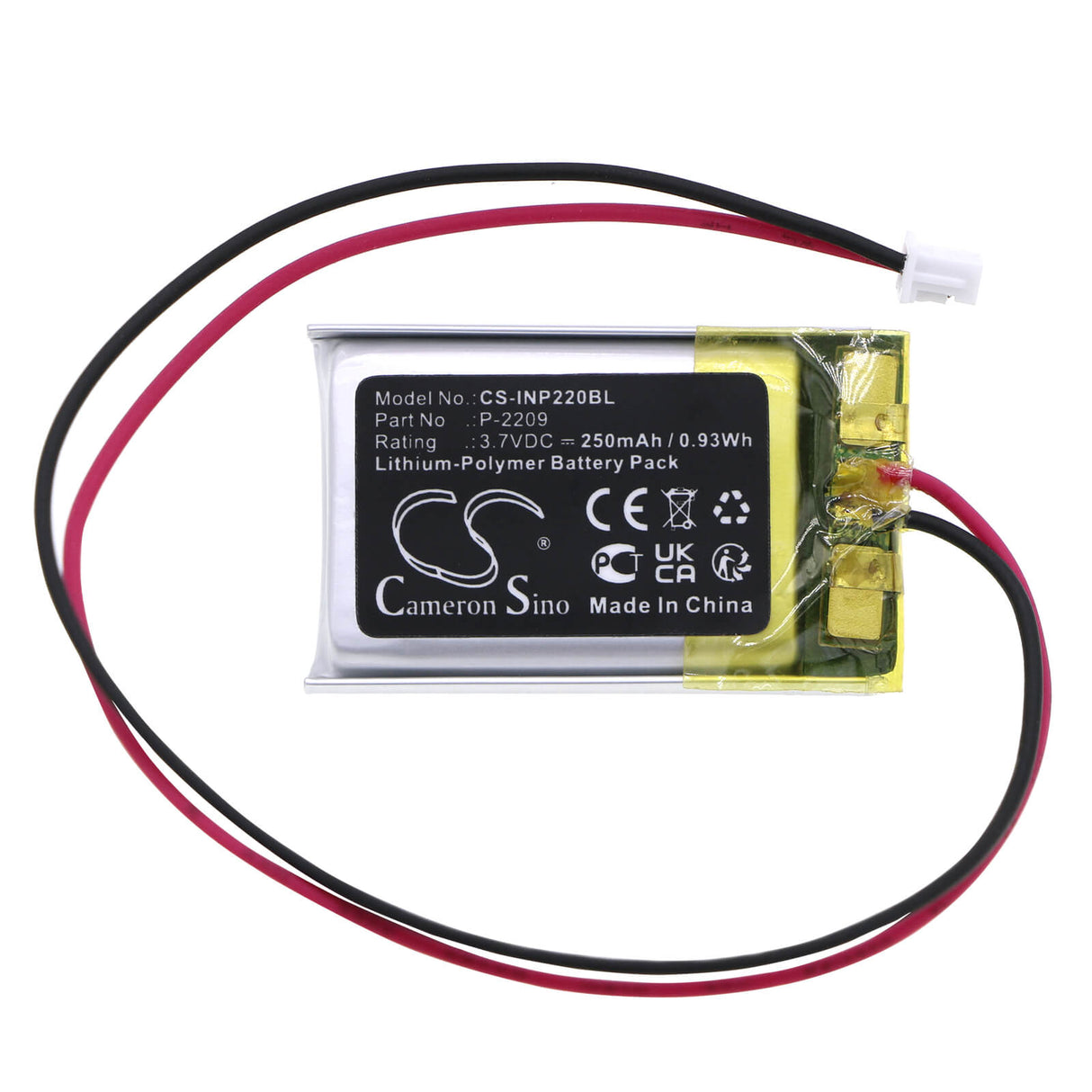 3,7V, Li-Polymère, 250mAh, Batterie de terminal de paiement adaptée à Int Raster, P-2209, Sauvegarde de mémoire, 0,93Wh Terminal de paiement Cameron Sino Technology Limited