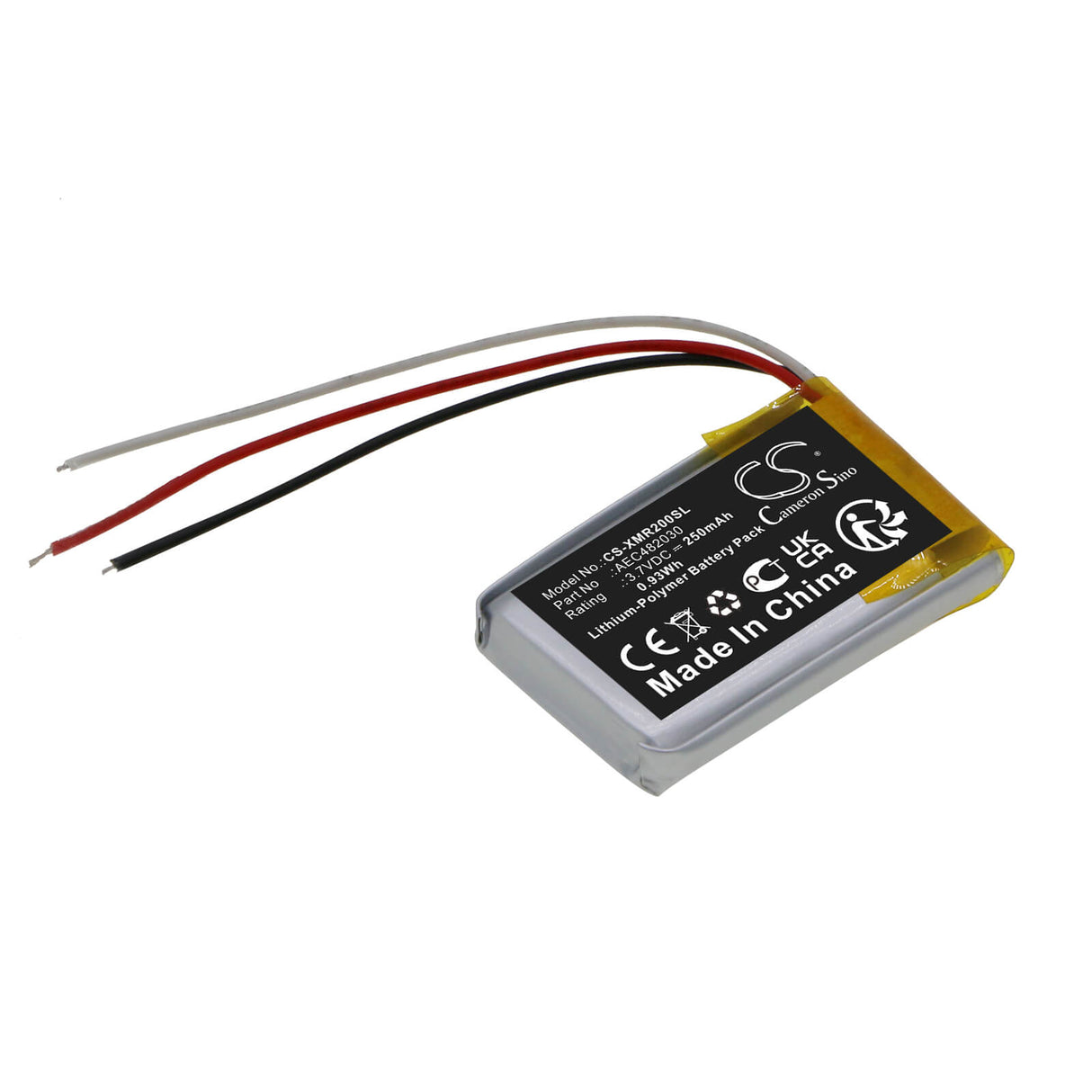 3.7V, Li-Polymer, 250mAh, Headset battery fits Xiaomi, Aec482030, Air 2 Charger Box, 0.93Wh Wireless Headset Cameron Sino Technology Limited