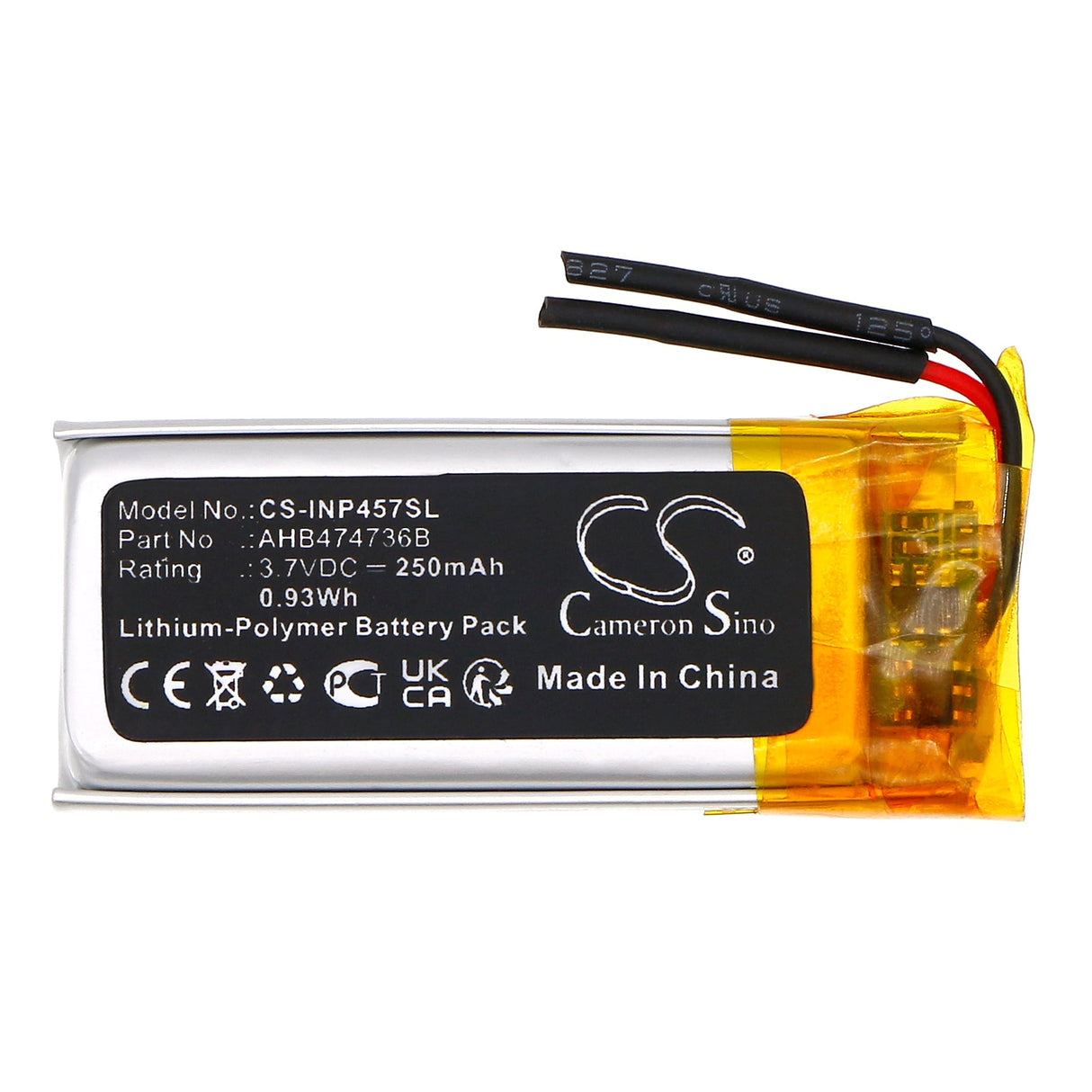 3.7V, Li-Polymer, 250mAh, Payment Terminal battery fits Ingenico, Ahb474736b, Rp457, Rp457c, 0.93Wh Payment Terminal Cameron Sino Technology Limited