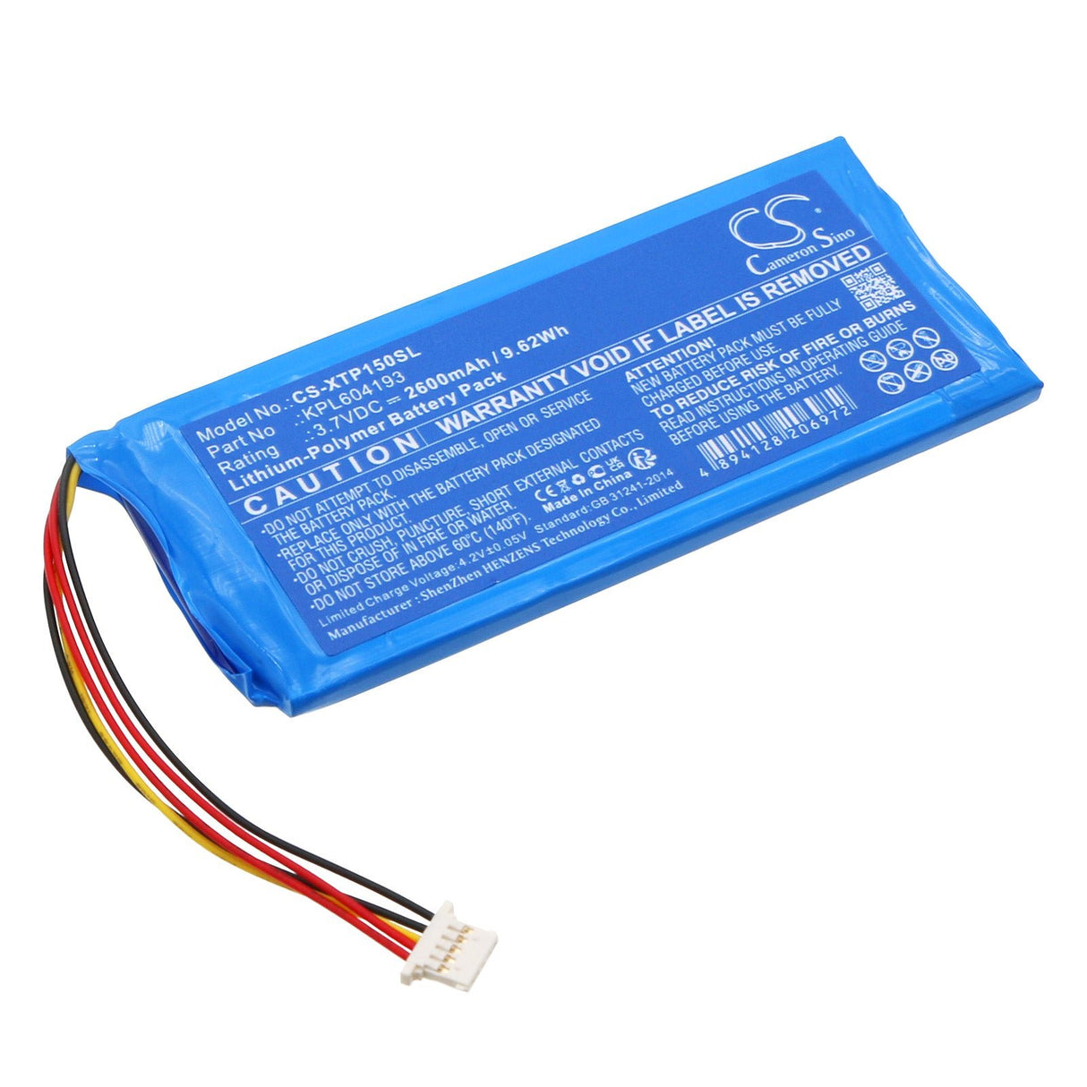 3.7V, Li-Polymer, 2600mAh Diagnostic Scanner Battery fits Xtool, A30 Pro Diagnostic Scan Too, Tp150 Tpms Diagnostic Tool, 9.62Wh Diagnostic Scanner Cameron Sino Technology Limited