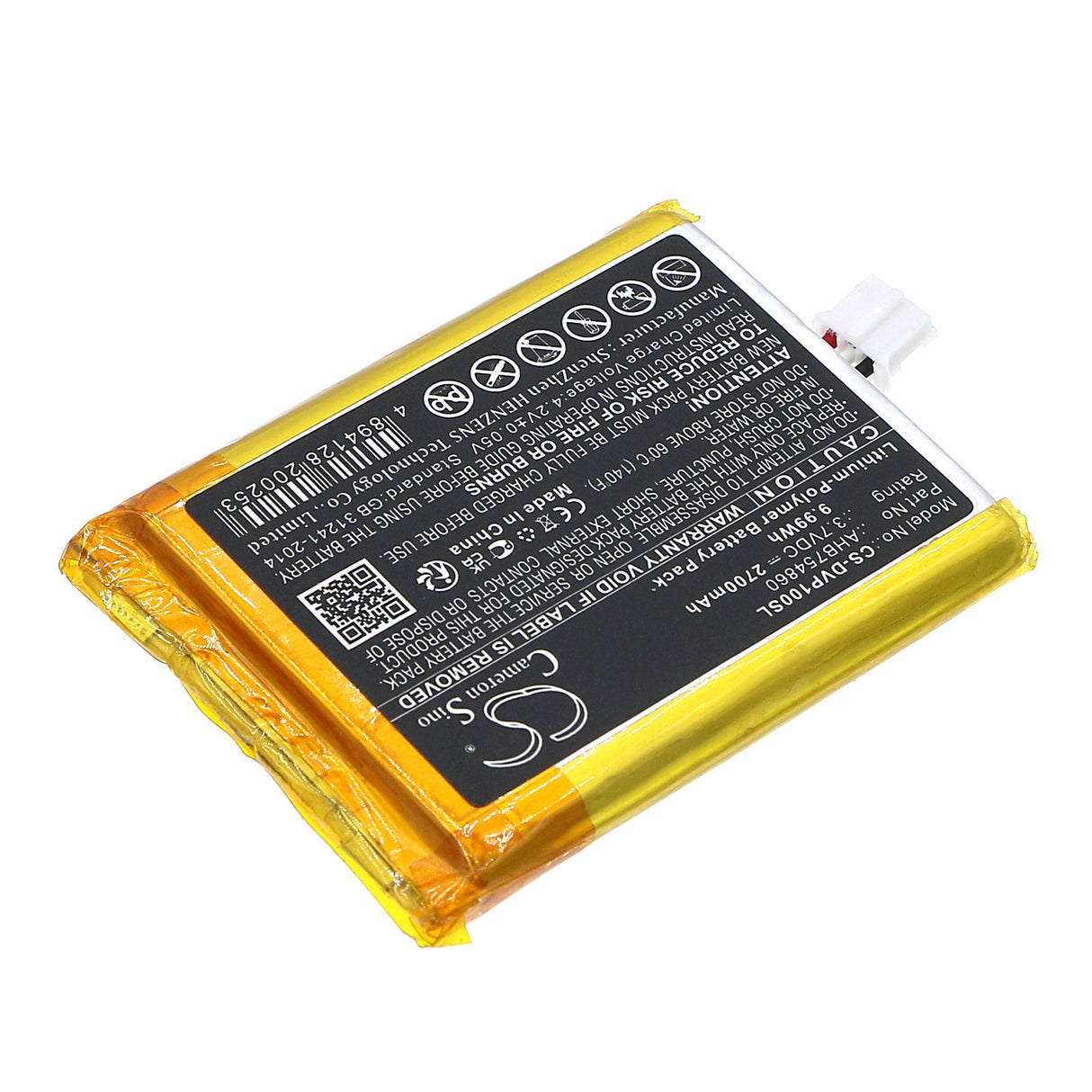 3,7V, Li-Polymère, 2700mAh, Batterie de haut-parleur compatible avec Divoom, Ditoo Pro, 9,99Wh Haut-parleur Cameron Sino Technology Limited