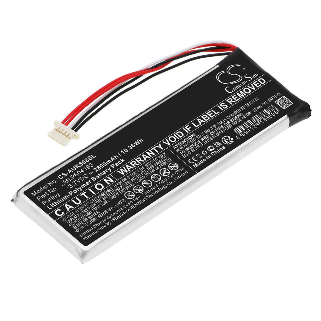 3,7 V, Li-Polymère, 2800mAh, Batterie pour scanner de diagnostic compatible avec Autel, Mlp604193, Maxitpms Ts508, Maxitpms Ts508k, 10,36Wh Scanner de diagnostic Cameron Sino Technology Limited
