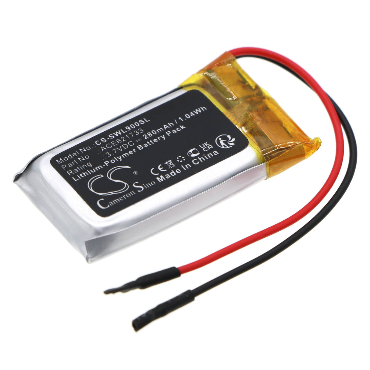 3.7V, Li-Polymer, 280mAh, Headset battery fits Sony, Ace621733, Wf-l900 Charging Case, Wh-ch400, 1.04Wh Wireless Headset Cameron Sino Technology Limited