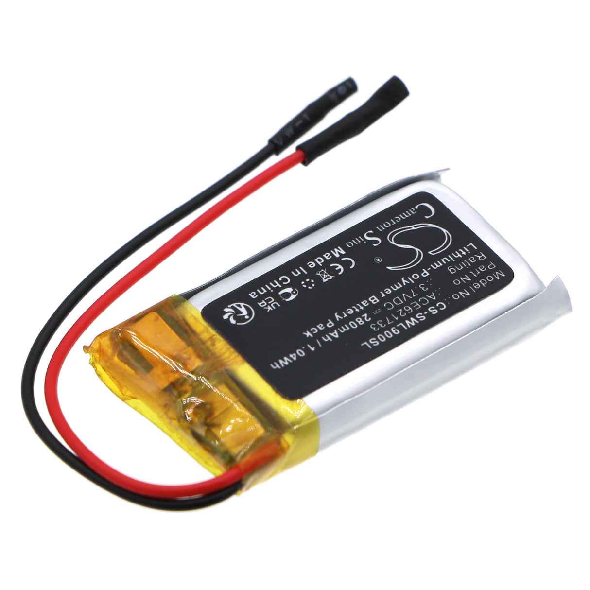 3.7V, Li-Polymer, 280mAh, Headset battery fits Sony, Ace621733, Wf-l900 Charging Case, Wh-ch400, 1.04Wh Wireless Headset Cameron Sino Technology Limited
